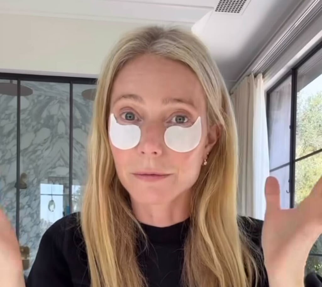 Gwyneth Paltrow portant des plaques de masque pour les yeux goop