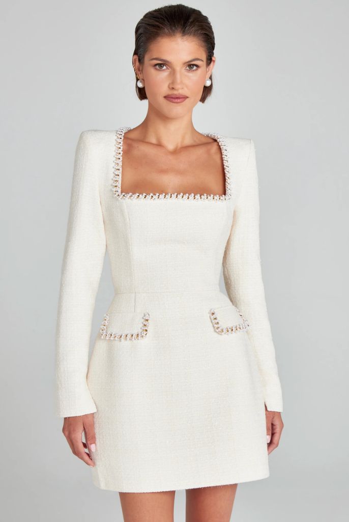 Nadine Merabi boucle ivory dress