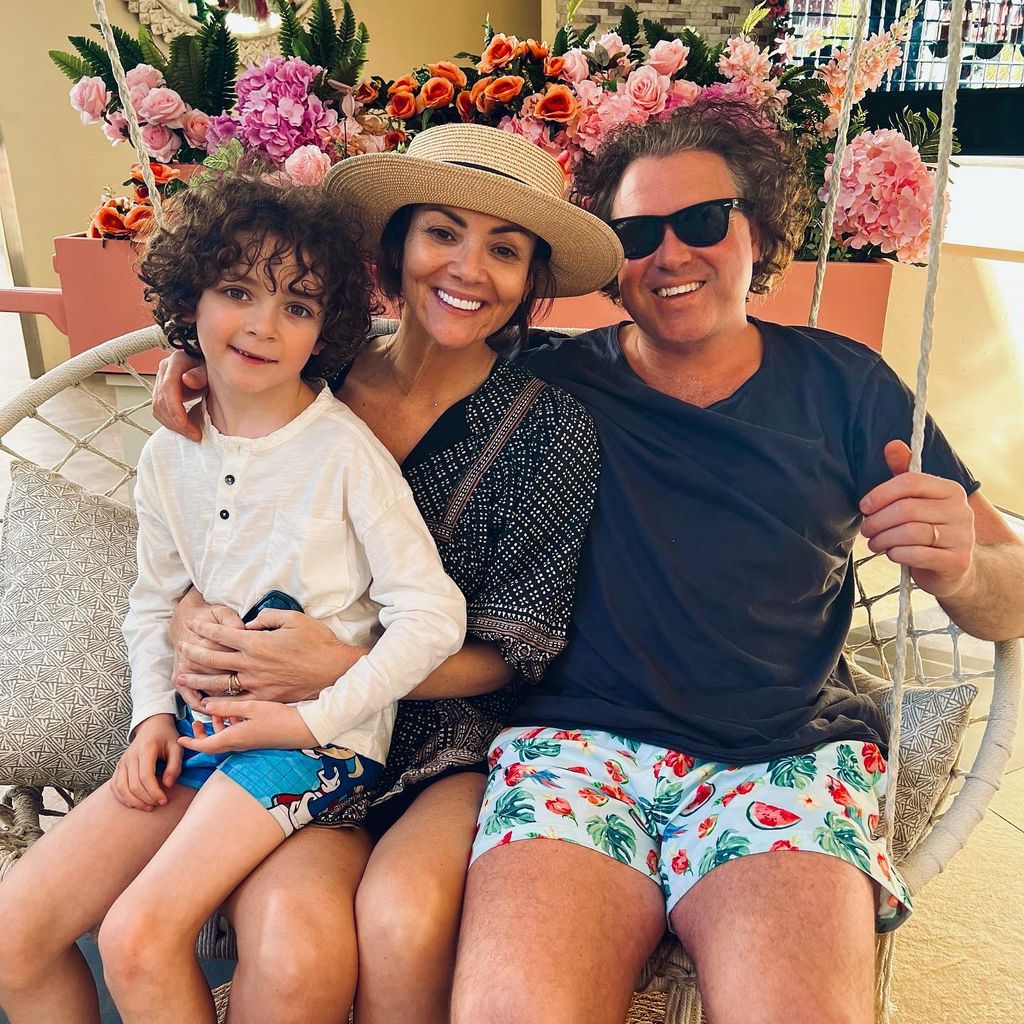 Martine McCutcheon pictured with her son and husband in Dubai