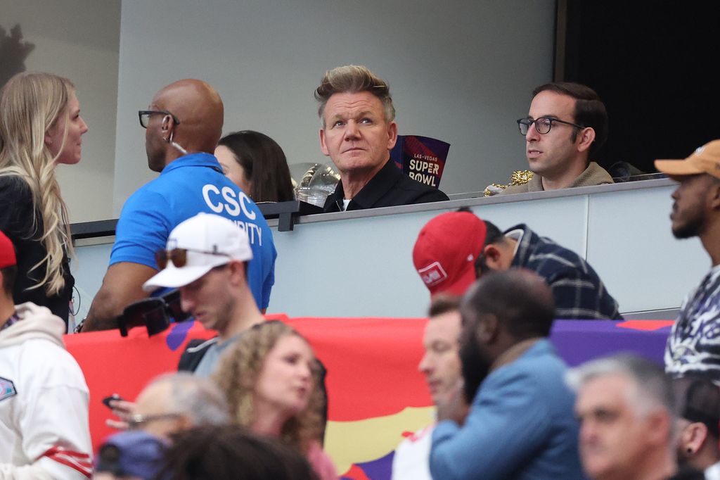 Gordon Ramsay looks on before Super Bowl LVIII between the San Francisco 49ers and the Kansas City Chiefs at Allegiant Stadium on February 11, 2024 in Las Vegas, Nevada.