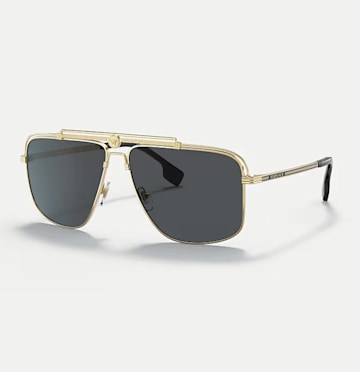 Versace ve2242 rectangle sunglasses with grey lens in gold