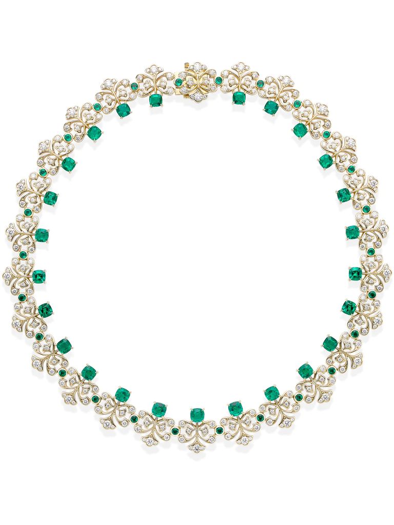 Secret Garden Fern Emerald Yellow Gold Necklace - Boodles