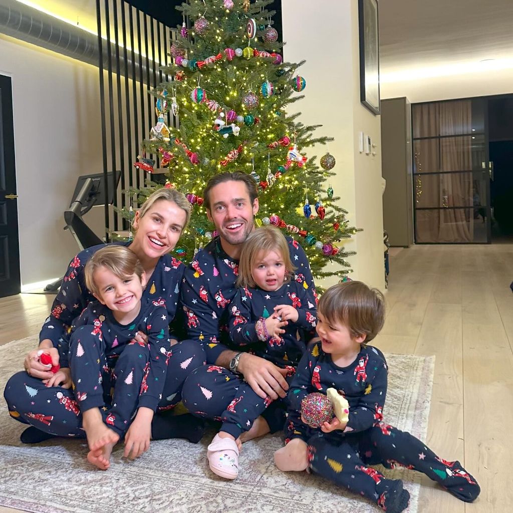 Vogue with spencer and kids under christmas tree