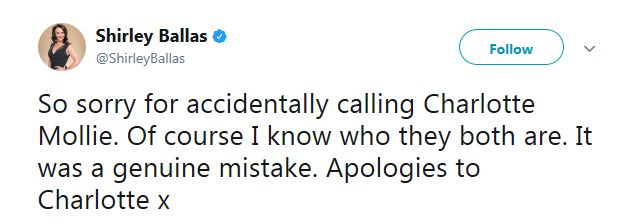 shirley ballas twitter apology