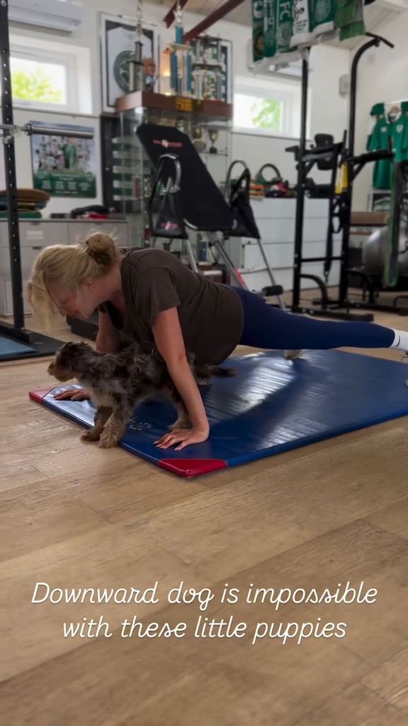 woman working out in home gym 