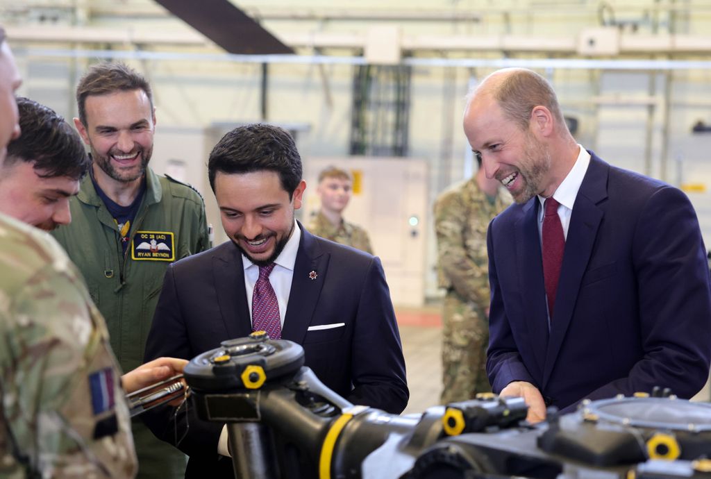 Prince William and Crown Prince Hussein meeting the crew at RAF Benson