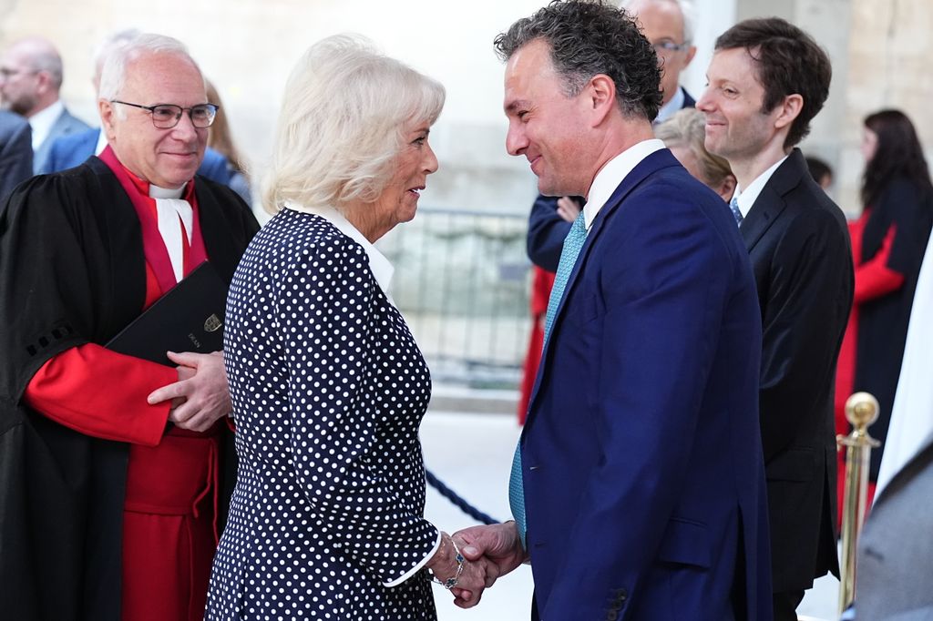 Queen Camilla meeting Thomas van Straubenzee at Westminster Abbey on Wednesday