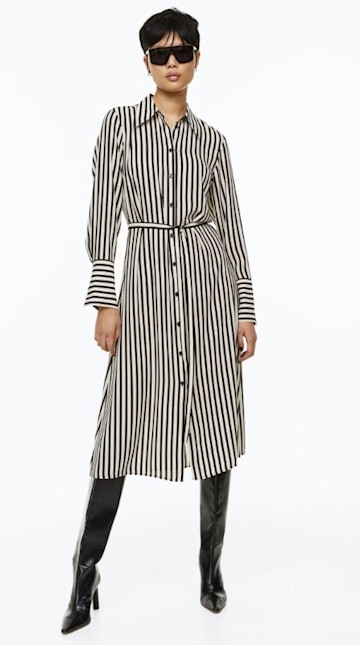 striped h and m shirt dress 