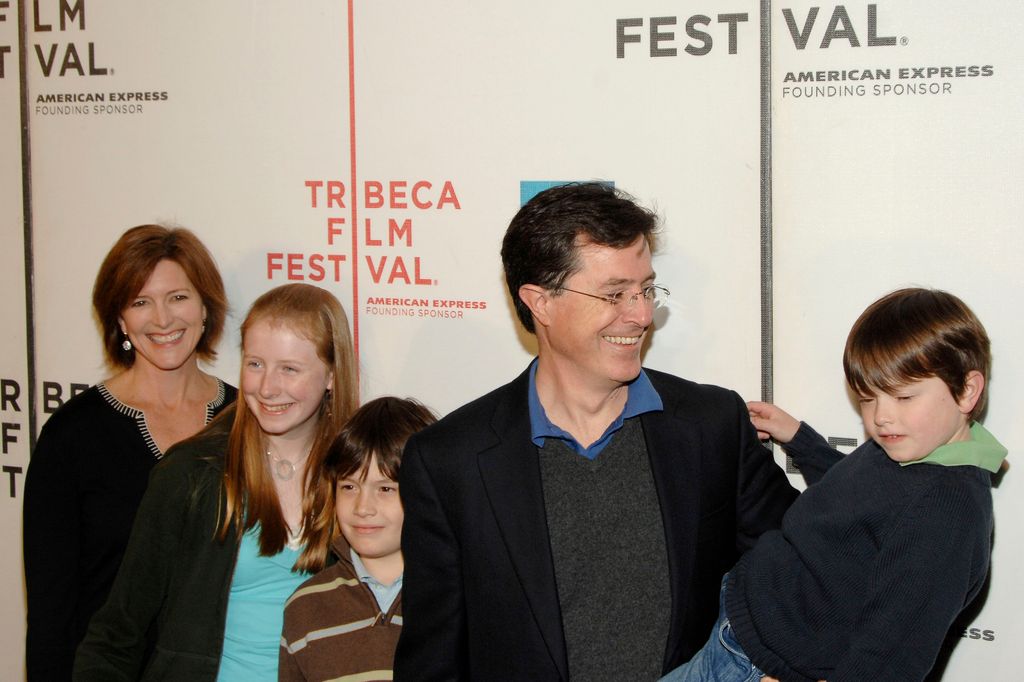 stephen colbert with wife and three kids 