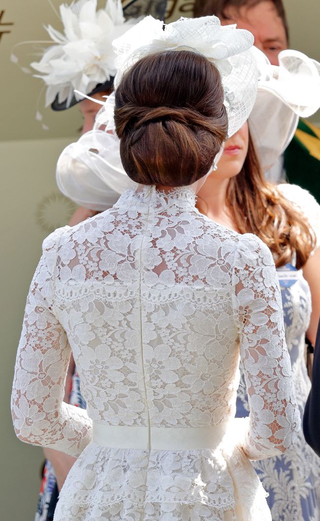 Kate's hair  in a pristine chignon