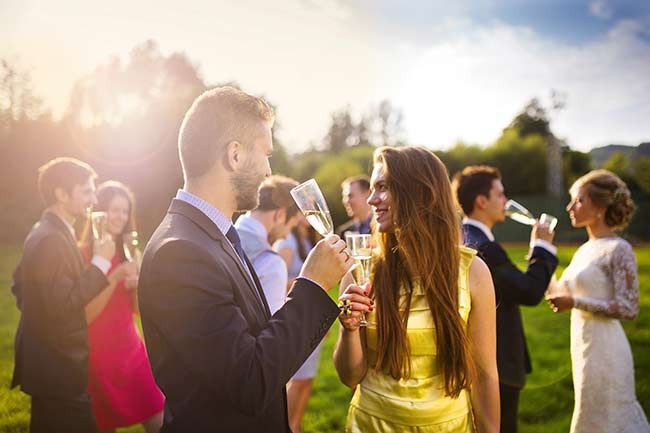 wedding guests drink reception
