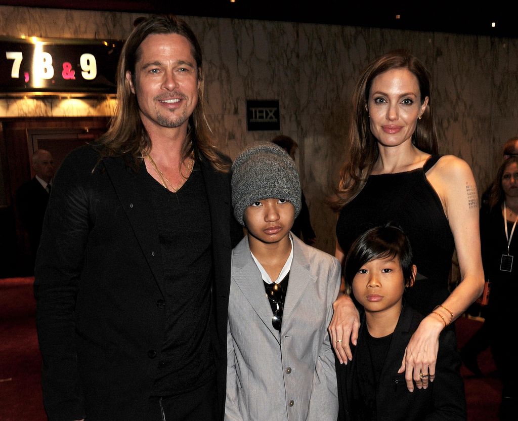 Brad Pitt, Angelina Jolie and their children Maddox and Pax attend the World Premiere of 'World War Z' in June 2013 