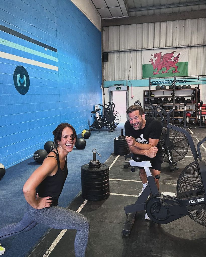 Gethin Jones with his sister Mererid at the gym