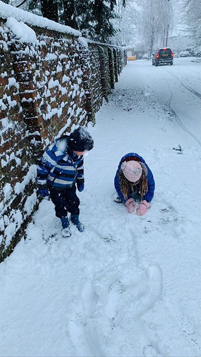 peter andre emily kids playing snow