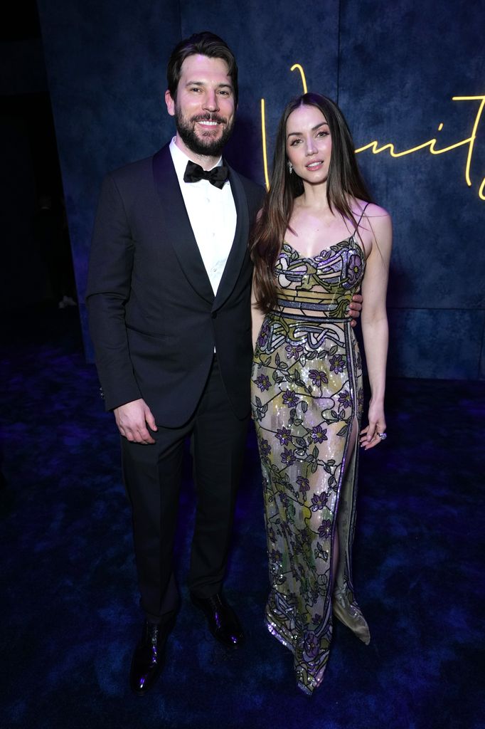 Paul Boukadakis and Ana de Armas attend the 2023 Vanity Fair Oscar Party Hosted By Radhika Jones at Wallis Annenberg Center for the Performing Arts on March 12, 2023 in Beverly Hills, California