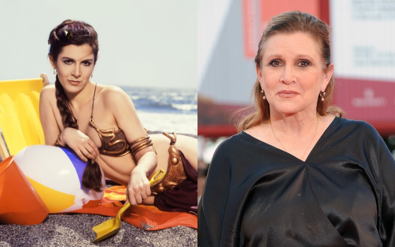 Carrie Fisher then and now