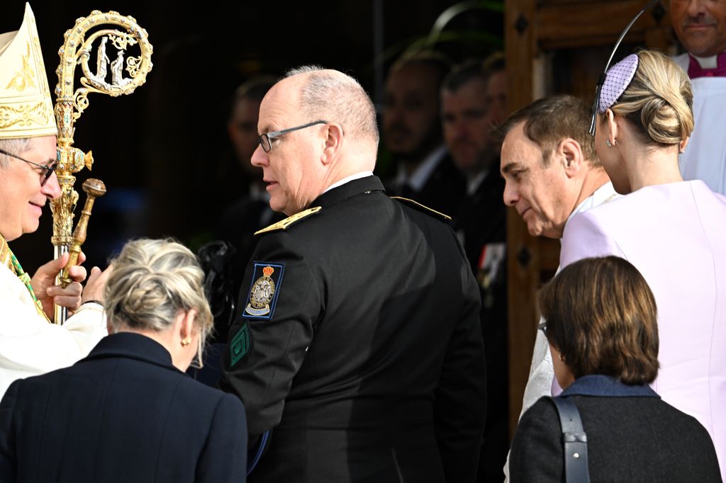 Prince Albert and Princess Charlene enter church