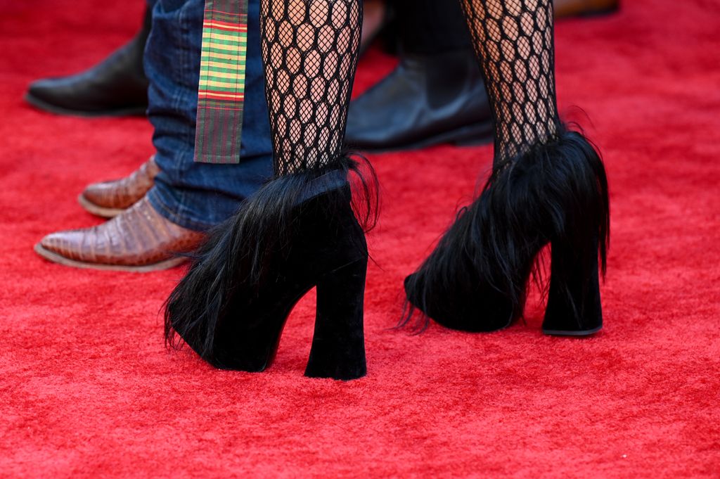 Gwen's shoes with fur around the ankle