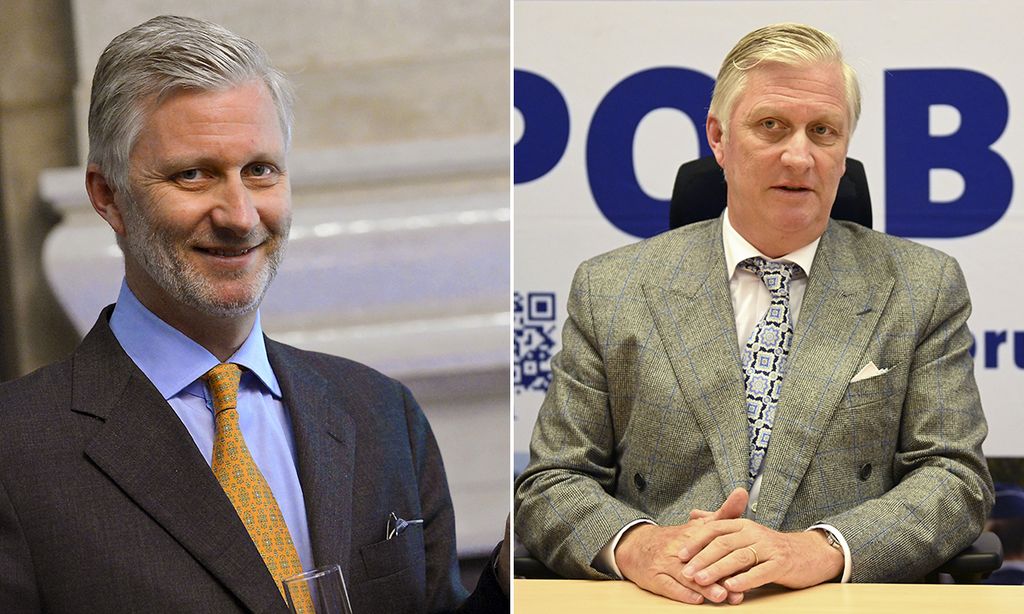 Split image of King Philippe with and without a beard