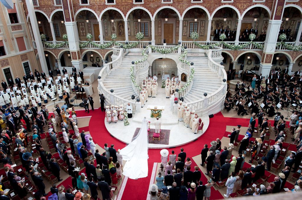 Princess Charlene and Prince Albert's wedding in the main courtyard at Prince's Palace
