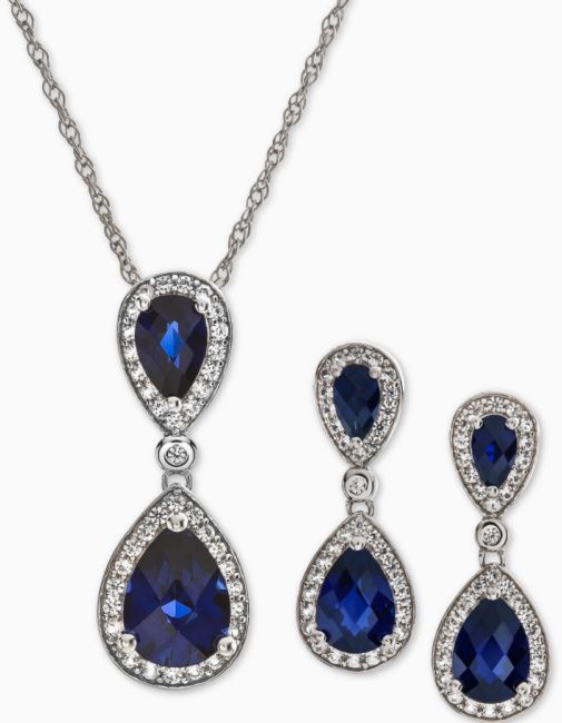 kate middleton sapphire earrings necklace set macys sale lookalike