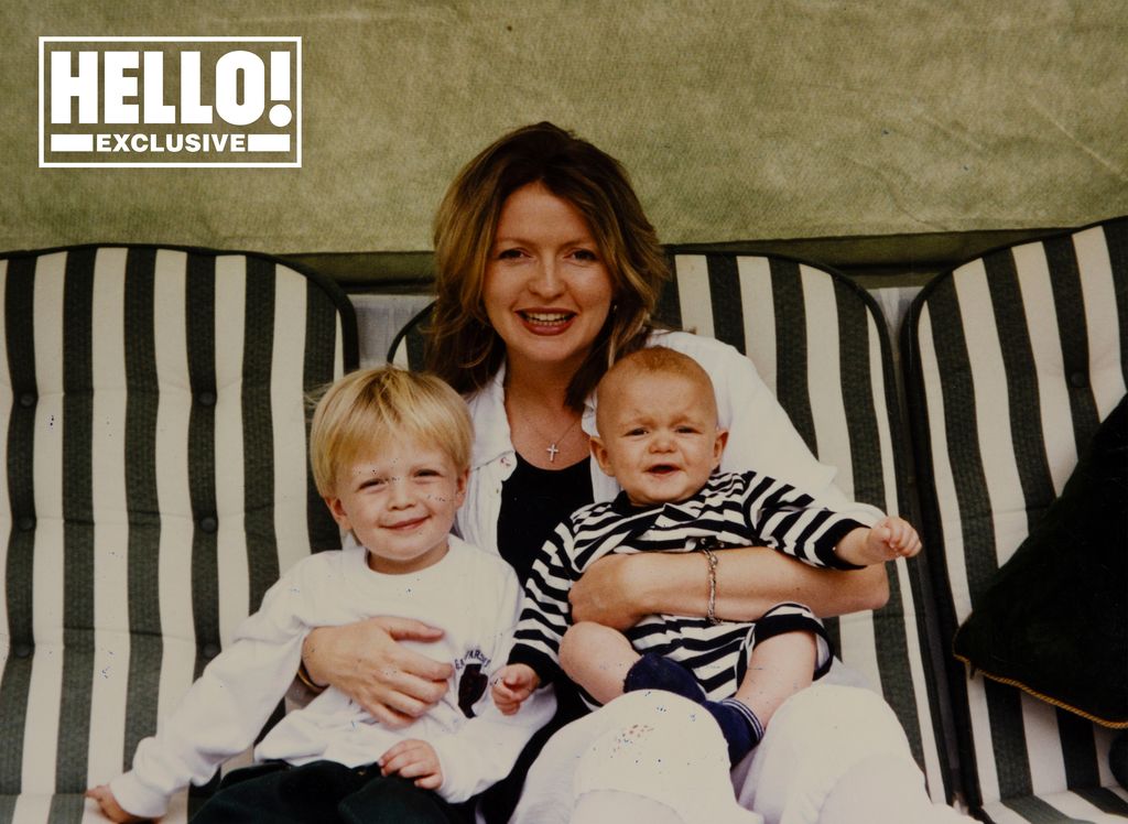 Caron with her two sons, Charlie and Gabriel, who are now 29 and 27