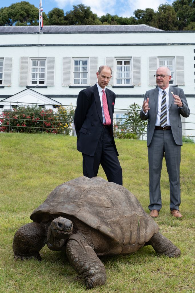The Duke of Edinburgh meeting Jonathan the tortoise in St Helena
