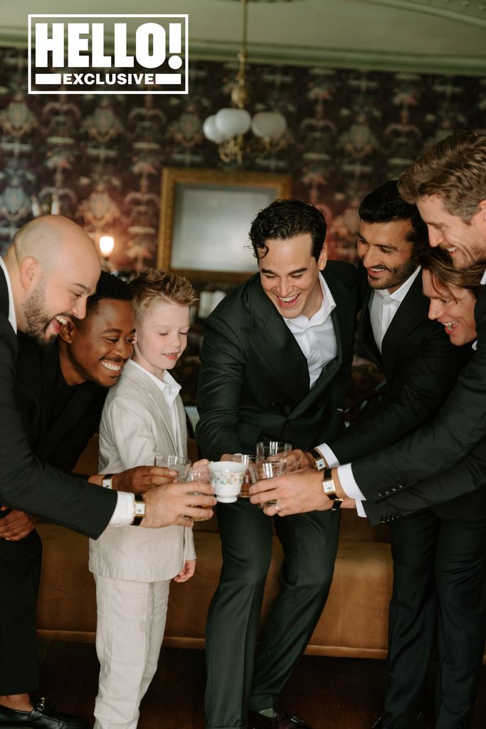 Alberto Rosende (C) with (L-R) brother Diego, Daniel Kyri, nephew Cameron, friend Joshua, Dominic Sherwood, and Jake Lockett