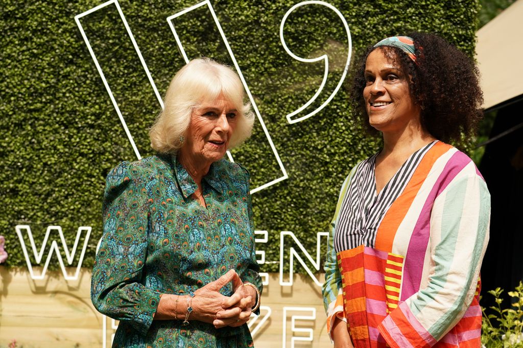 Queen Camilla chatting with Bernardine Evaristo