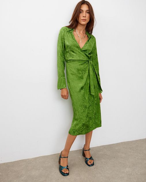 Oliver Bonas Green Jacquard Dress