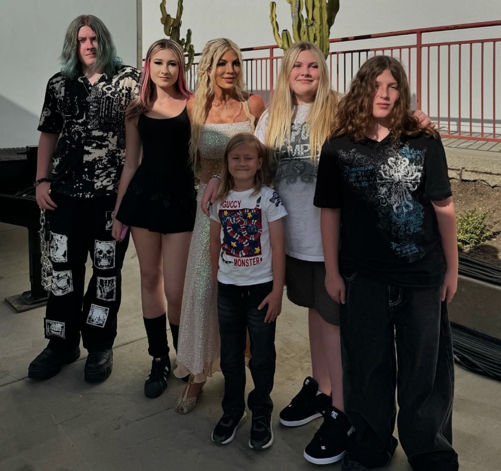 Photo shared by Tori Spelling on Instagram September 2024 featuring her five children with Dean McDermott