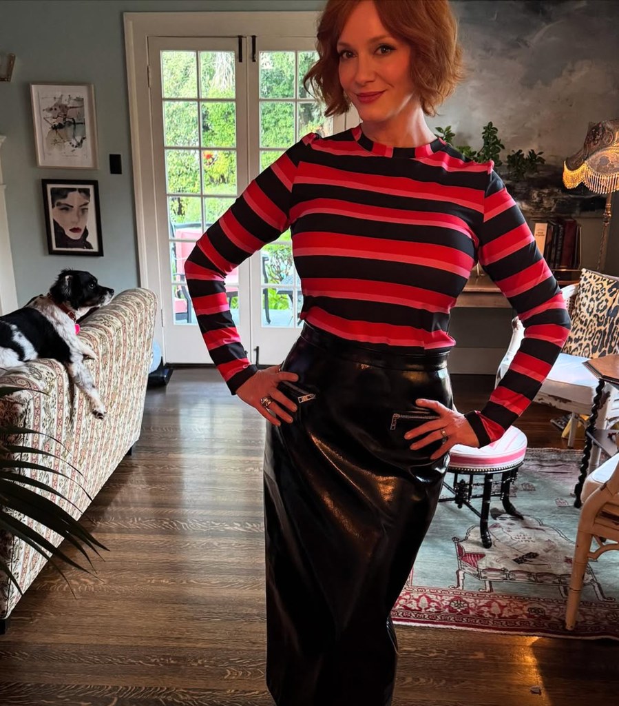 Foto compartida es Christina Hendricks con Instagram en su casa antes de ir a Shanum Suero Suero