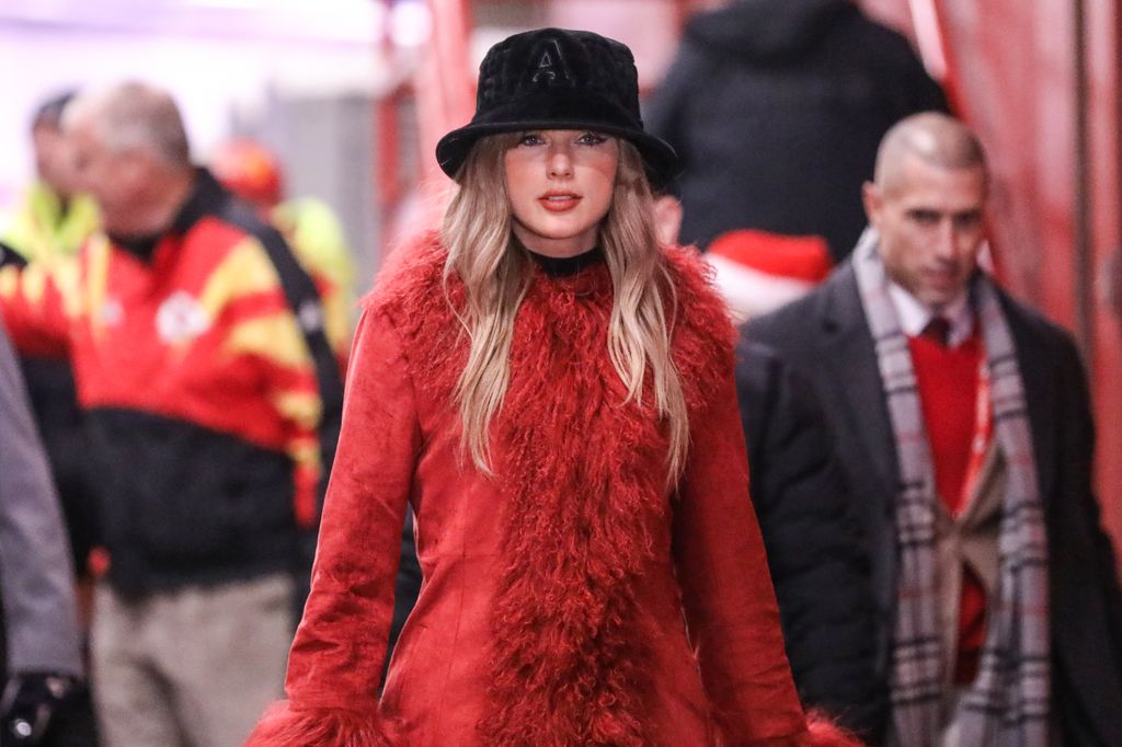 Taylor Swift arrives at the stadium before an NFL game between the Houston Texans and Kansas City Chiefs on December 21, 2024 at GEHA Field at Arrowhead Stadium in Kansas City, MO