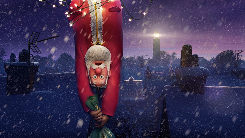 Santa hanging upside down