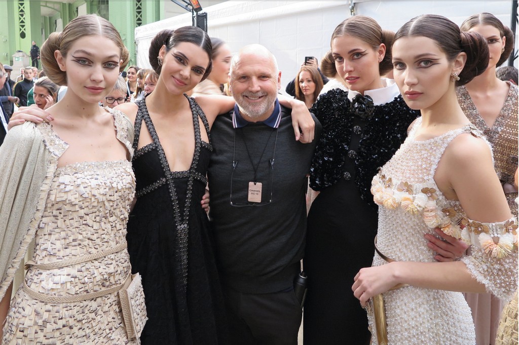 Sam with the Hadid sisters and Kendall Jenner