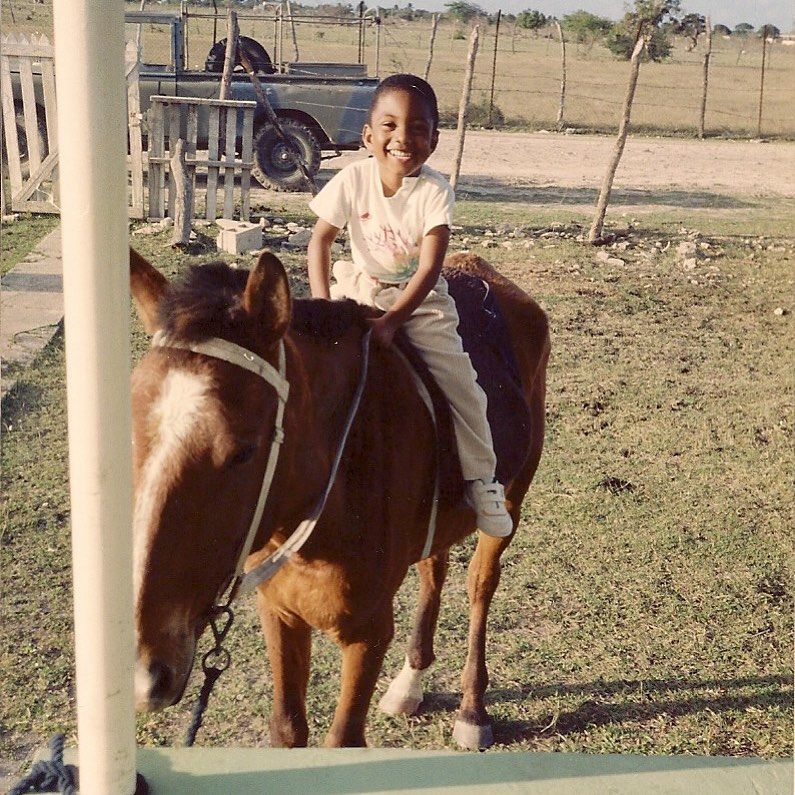 JB gill in Antigua as child on horse