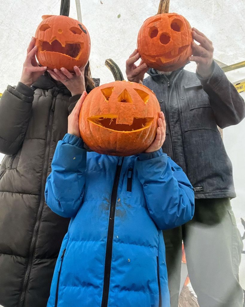 Suranne Jones and her husband Laurence Akers with their son on Halloween