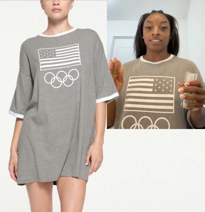 simone biles wearing skims t-shirt dress