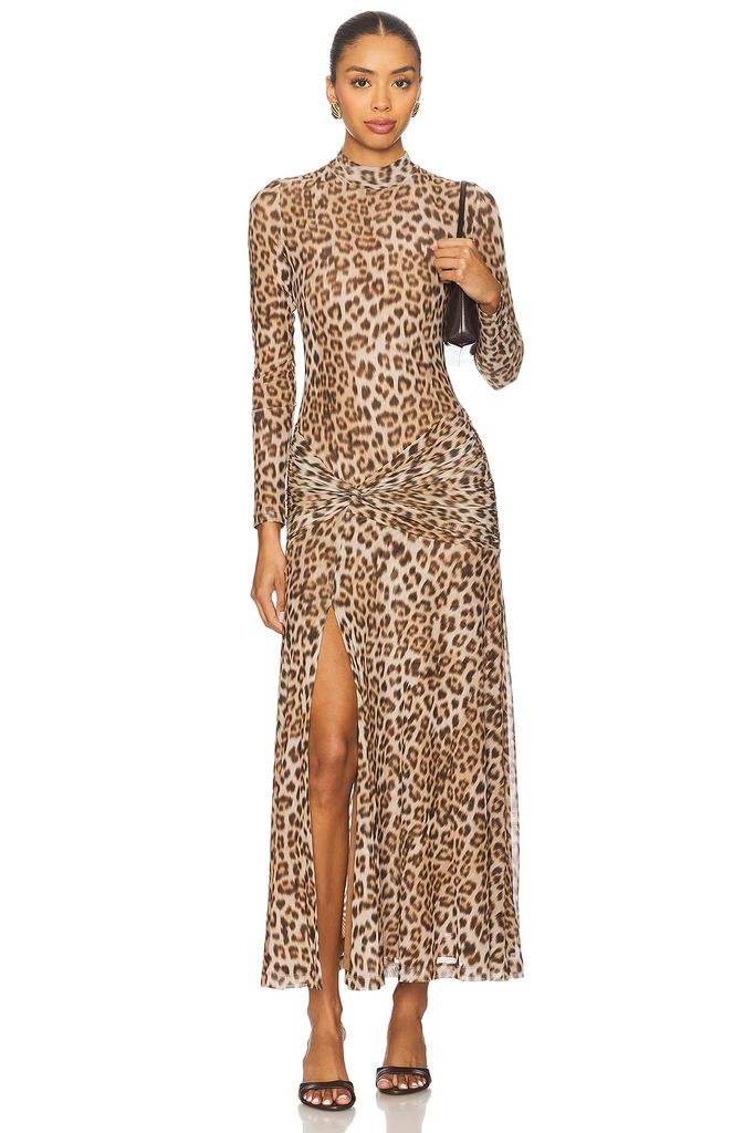 Leopard print mesh dress