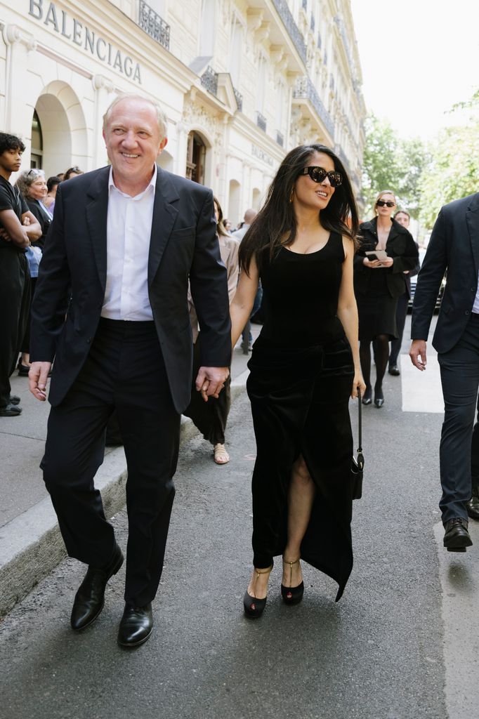 François-Henri Pinault and Salma Hayek at the Balenciaga Haute Couture Fall/Winter 2025/2026 show
