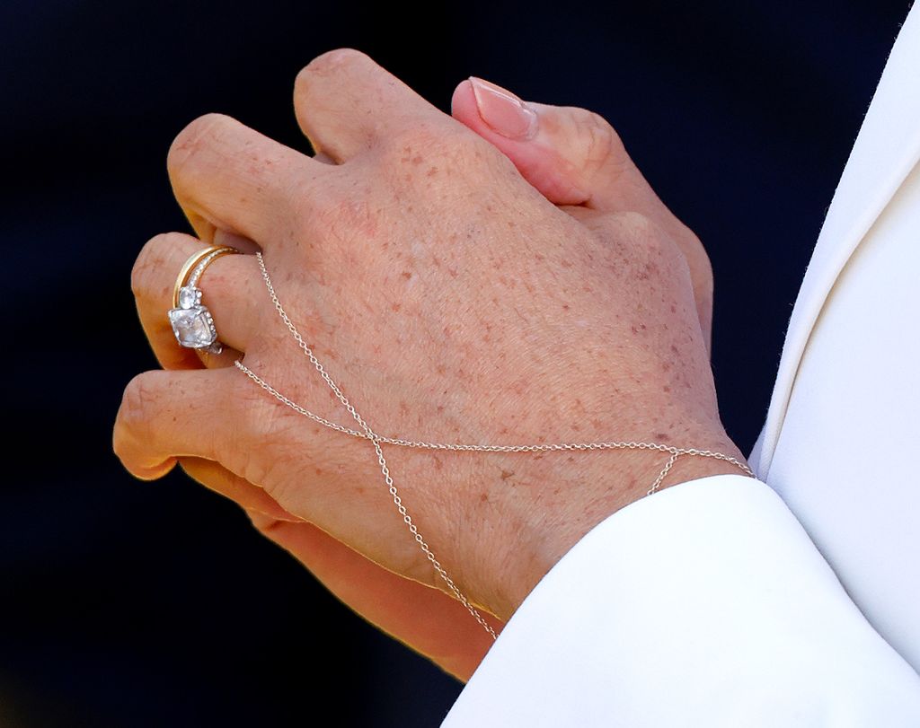 THE HAGUE, NETHERLANDS - APRIL 15: (EMBARGOED FOR PUBLICATION IN UK NEWSPAPERS UNTIL 24 HOURS AFTER CREATE DATE AND TIME) Meghan, Duchess of Sussex (jewellery detail) attends an Invictus Games Friends and Family reception hosted by the City of The Hague and the Dutch Ministry of Defence at Zuiderpark on April 15, 2022 in The Hague, Netherlands. (Photo by Max Mumby/Indigo/Getty Images)