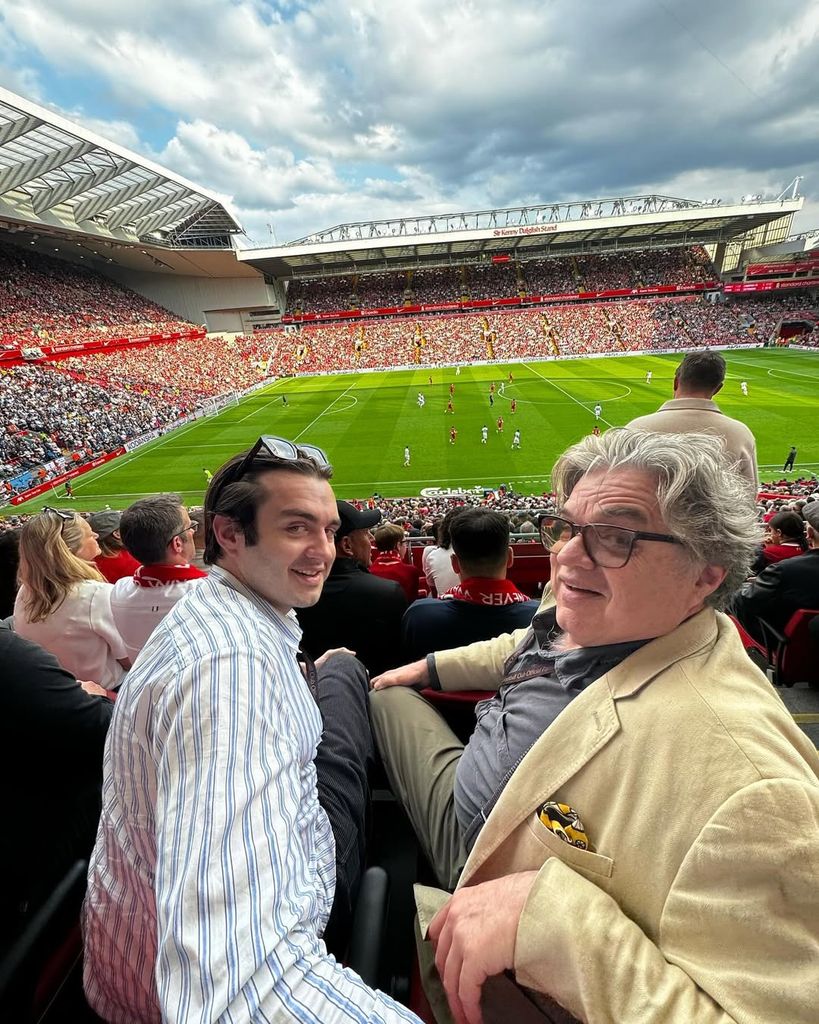 Oliver with his son at Anfield Stadium, Liverpool