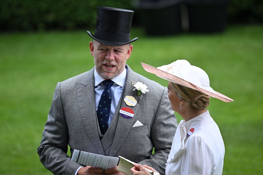 Sophie, Duchess of Edinburgh talks with Mike Tindall on the second day of Royal Ascot 