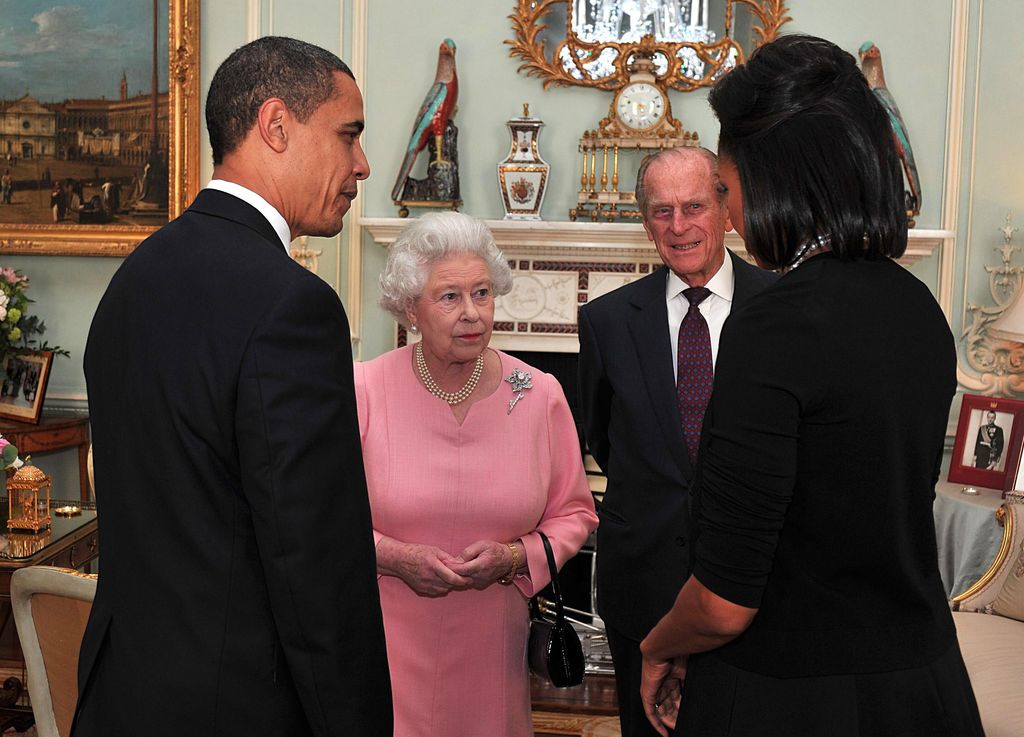The Queen and Prince Philip meeting Barack and Michelle Obama