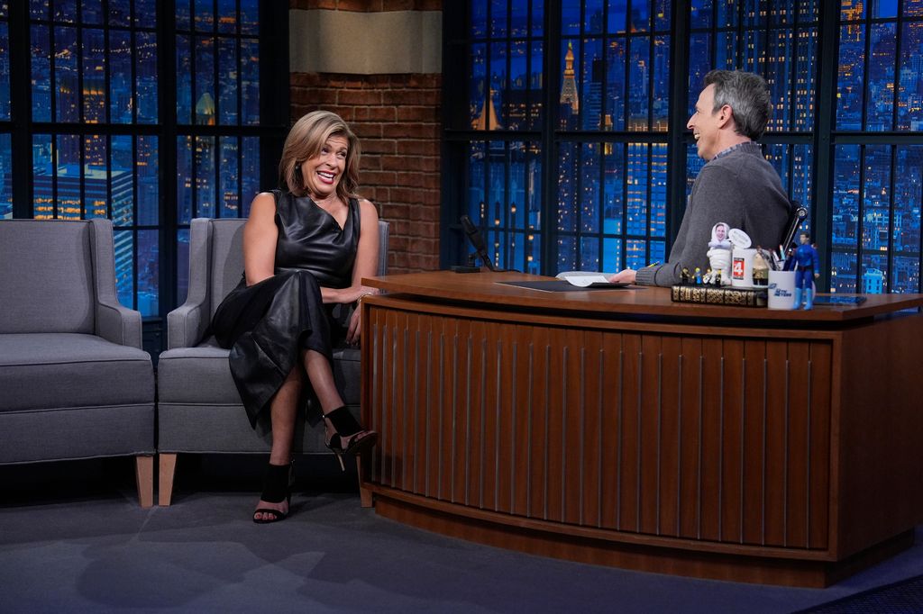 Broadcaster Hoda Kotb during an interview with host Seth Meyers on December 18, 2024