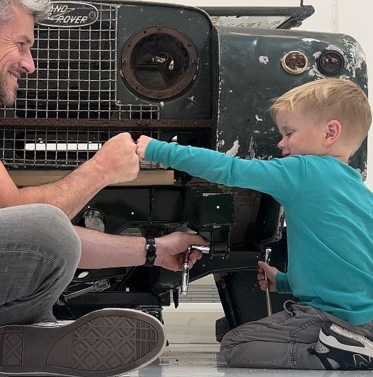 Ant Anstead joined by son Hudson in repairing a car