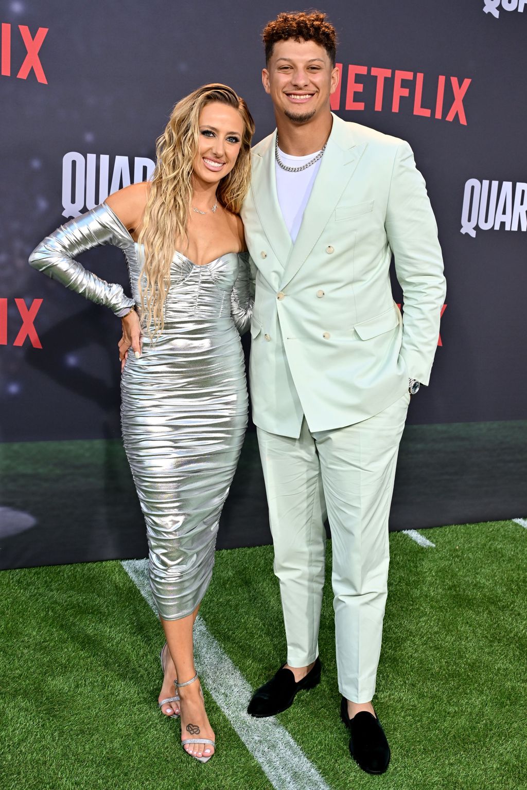 Brittany Mahomes Shines in Metallic Dress at 'Quarterback' Premiere – WWD