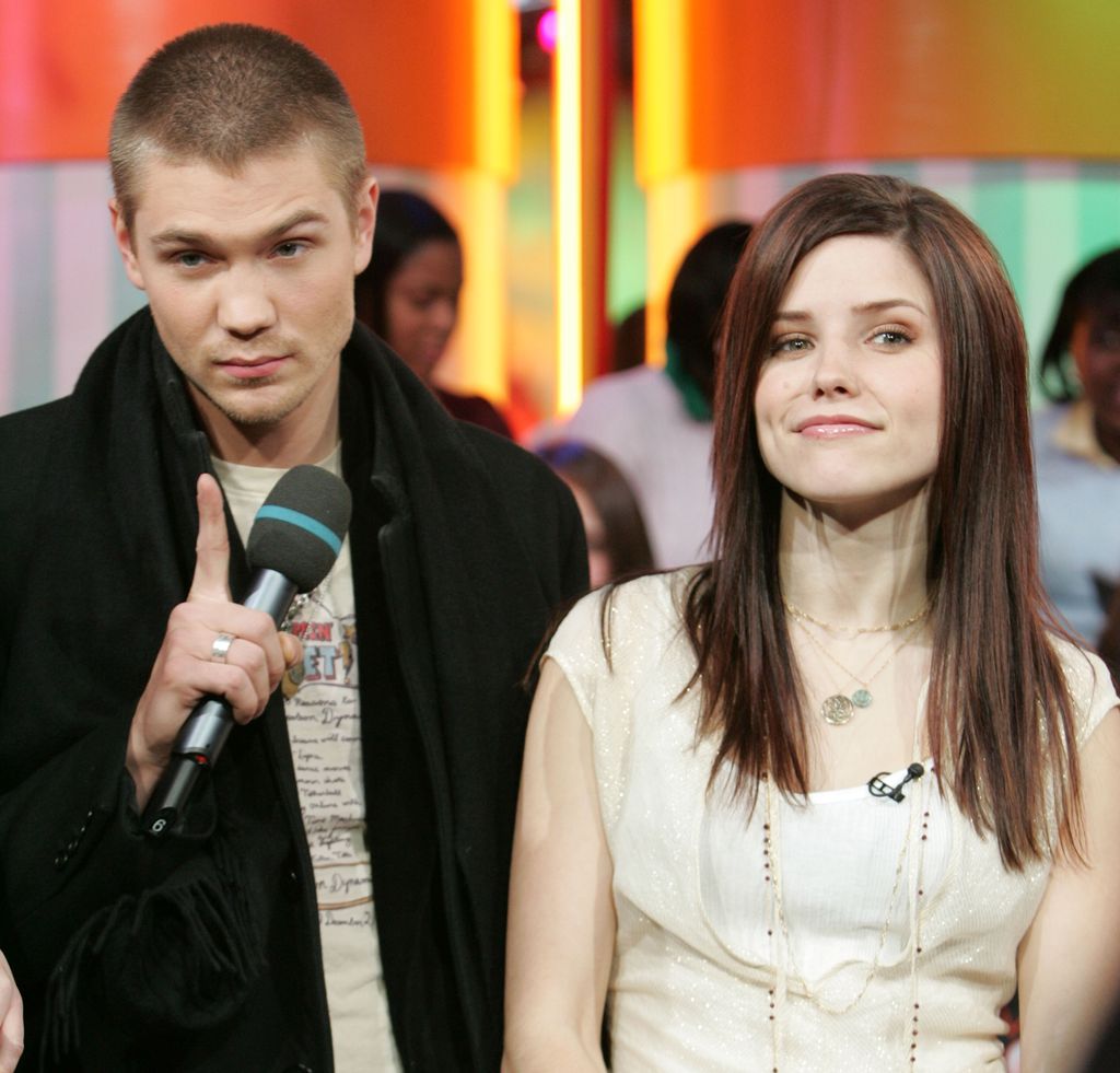 Chad Michael Murray and Sophia Bush during The Cast of One Tree Hill Visits MTV's TRL