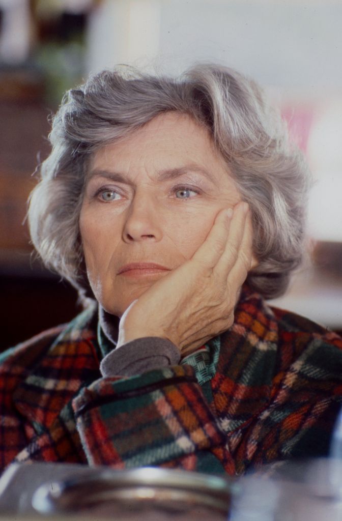 Priscilla Pointer in plaid shirt
