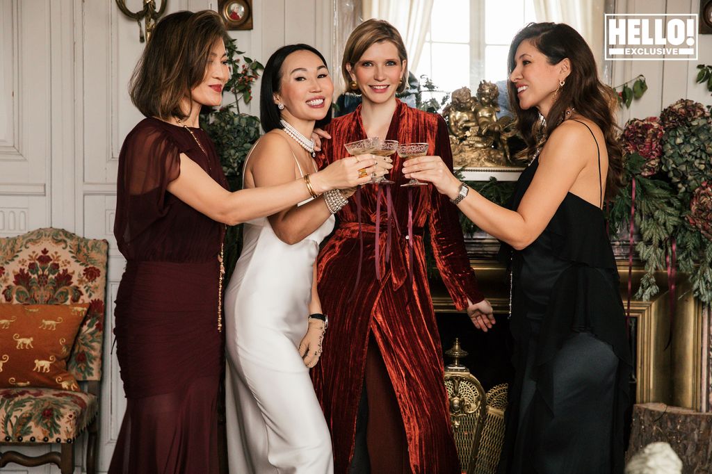 Catherine Roger toasting with friends at Chateau Marcellus near Bordeaux